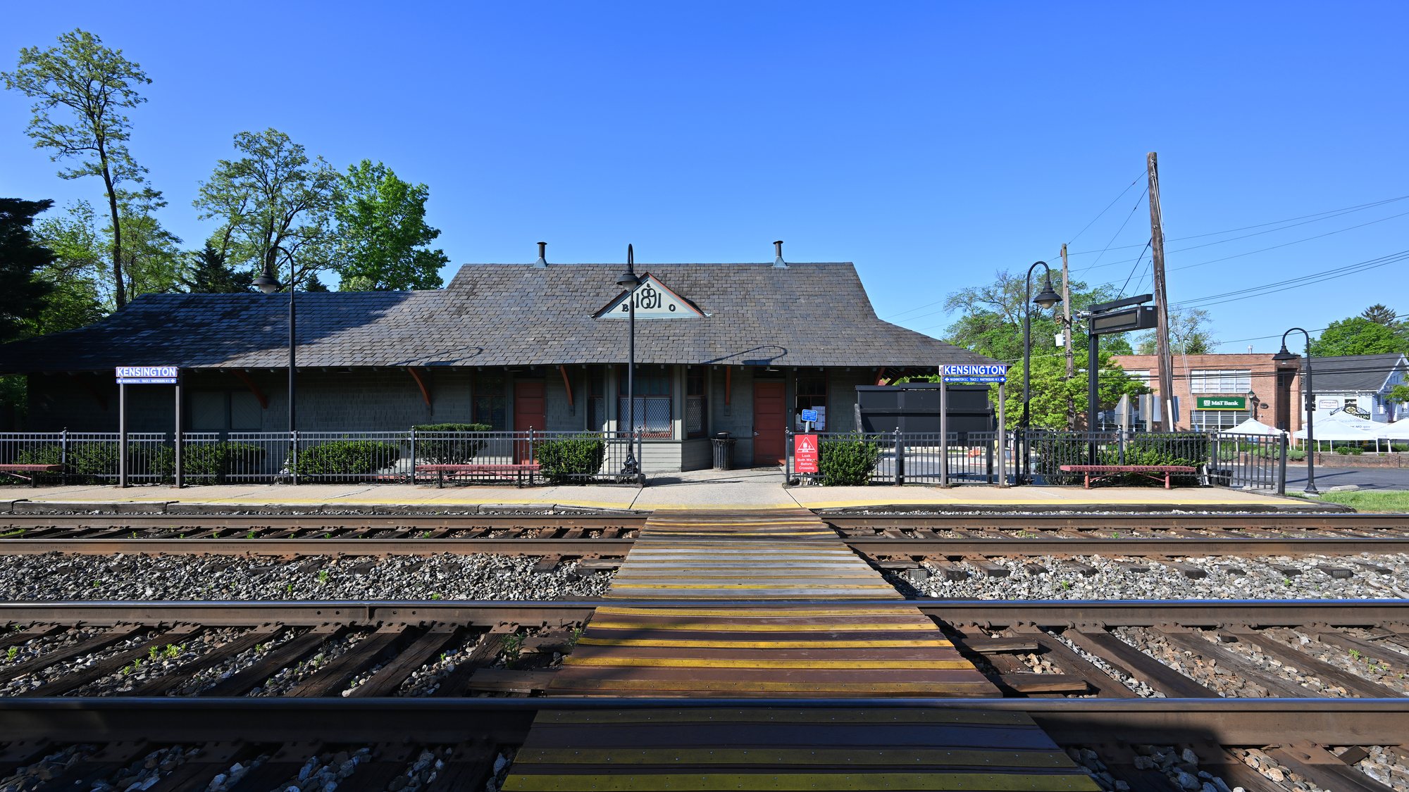 The historic Kensington train station beside the MARC tracks